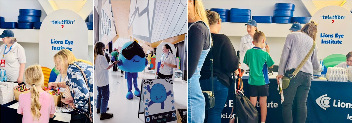 Researchers and staff from the Lions Eye Institute happily volunteering at the Telethon Family Festival.