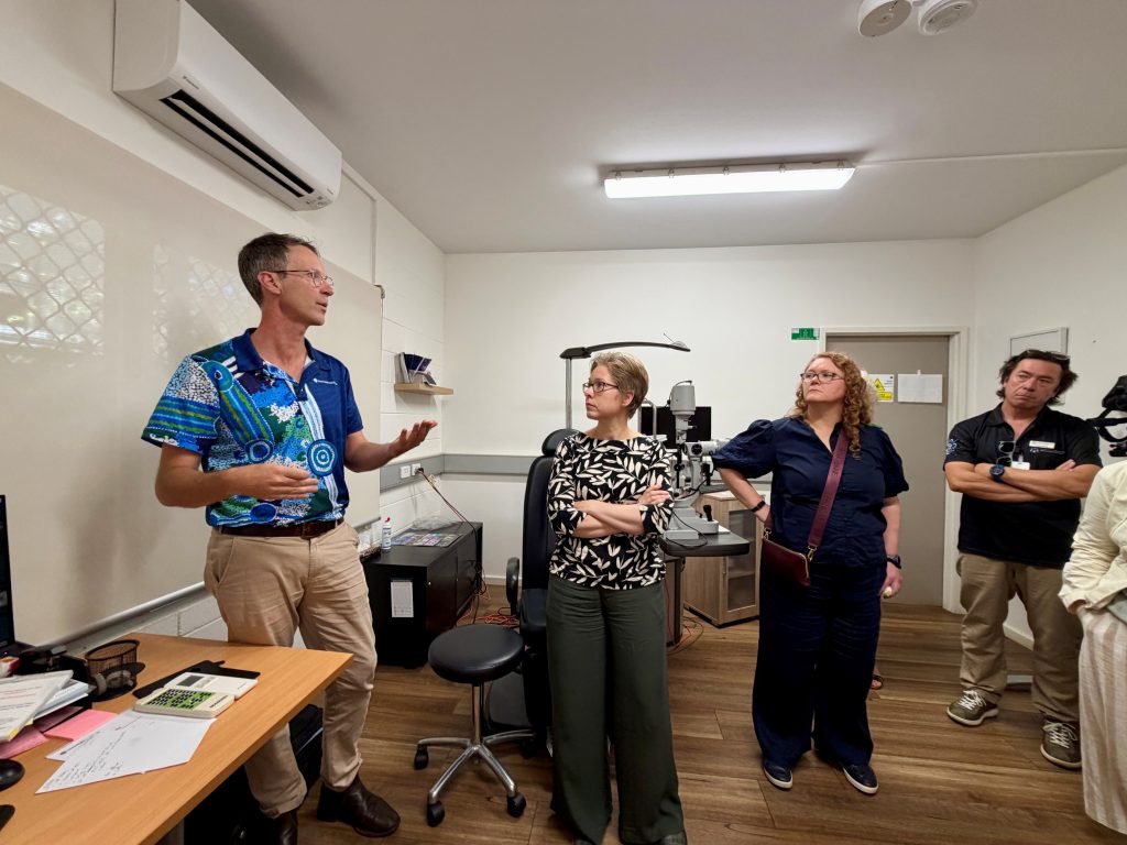 Professor Angus Turner leading a tour of Lions Outback Vision
